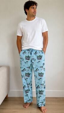 TOMMY BAHAMA Light Blue Holiday Tiki Lounge 100% Cotton Pants size Small